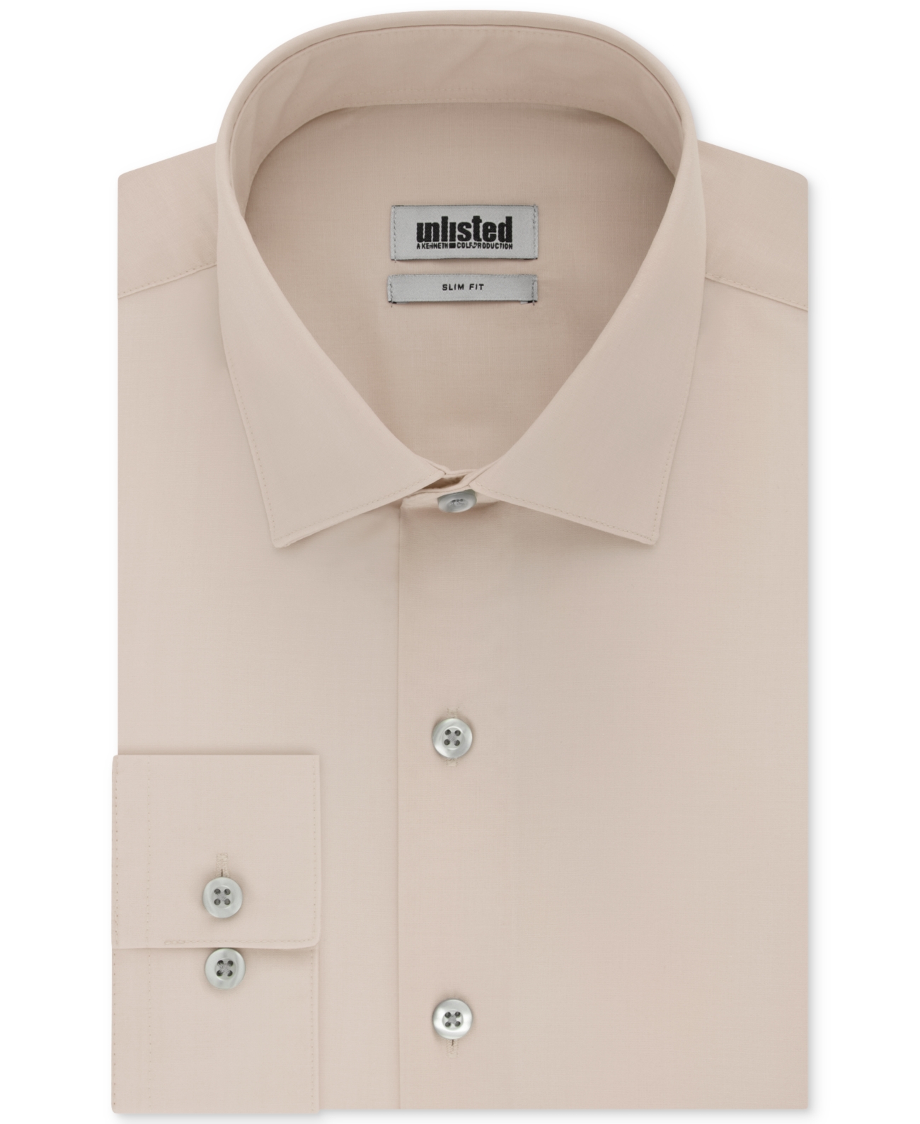Kenneth Cole Men's Dress Shirt Almond Large 16-16 1/2 Slim Fit Beige L